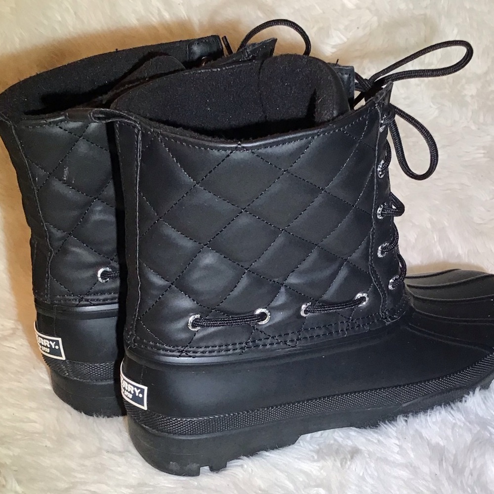 Sperry Gosling black rubber duck boots size 8